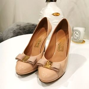 Salvatore Ferragamo Nude Patent High Heels